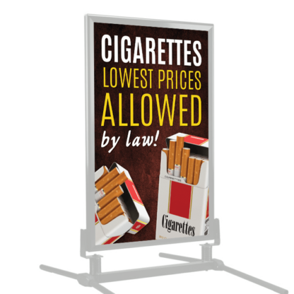 Cigarettes Lowest Prices Allowed by Law Curb Side Sign Windmaster Frame