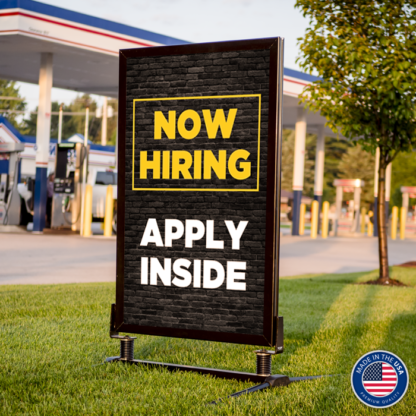 Curb Sidewalk Sign Frame with Now Hiring Insert