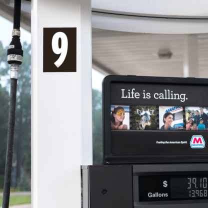 Gas Pump Number Decal White on Black