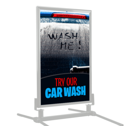 Wash Me (Try our Car Wash) Curb Side Sign Windmaster Frame
