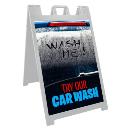 Wash Me (try our Car Wash) Deluxe Signicade - A Frame Sidewalk Sign Frame
