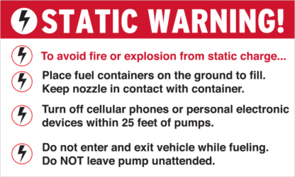 Static Warning Fuel Pump Decal